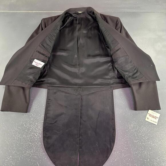 VTG Pagano West Blazer Men 48 L Black Tuxedo Tails Bolero Cropped Smiles NWT USA - Picture 4 of 9